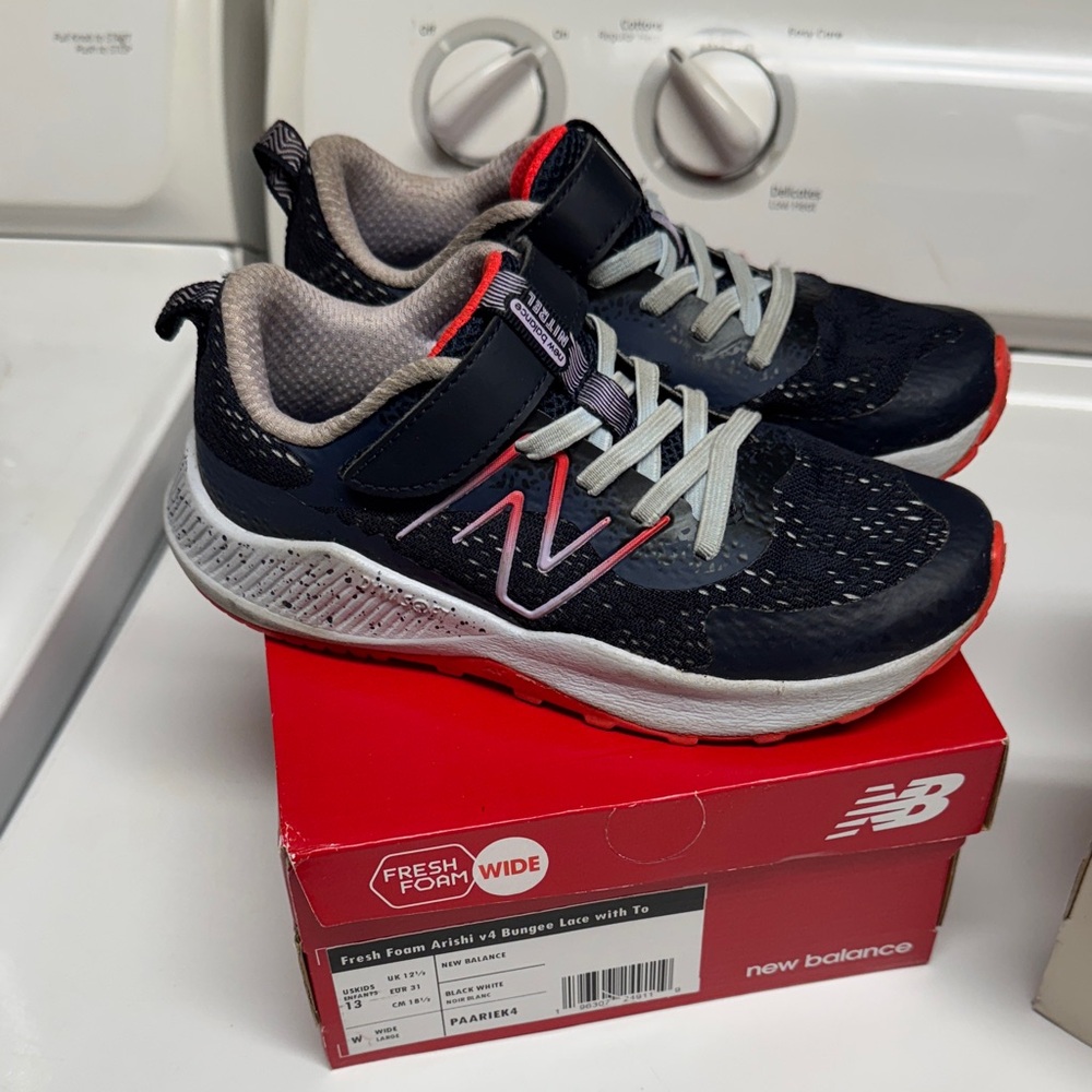 New Balance Kids' Black and Pink Sneakers
